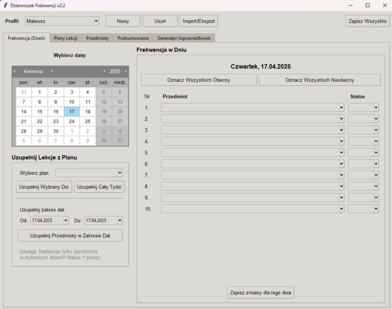 Dzienniczek Frekwencji